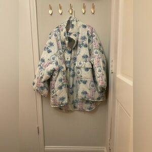 Selkie The Angel Delight Puffer Jacket Sz M in White Floral Pattern